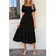 thumbnail image 4 of Vestido midi PRETTYGARDEN para mujer, verano 2025, estampado floral, negro, 4 of 7