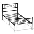 Yoneston Kids Twin Size Metal Platform Bed with Bowknot Headboards Easy