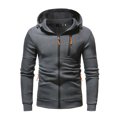 thumbnail image 6 of Floenr Mens T Shirts,Mens' Autum Winter Long Sleeve Zipper Patchwork Hooded Sweatshirt Cardigan Tops, 6 of 7