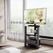 FITUEYES 4-Tier AV Media Stand Audio/Video Component Cabinet with Glass Shelf for/Apple Tv/Xbox One/ps4,Black