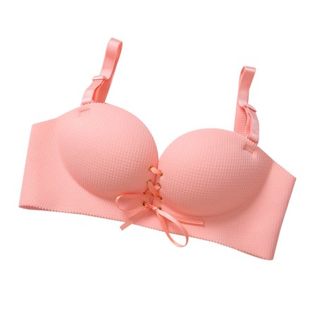 

Plaid Drawstring Bra Seamless Wirefree Push Up Massage Breathable Bra Women Bra Underwear
