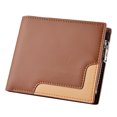thumbnail image 1 of 1 Uds. Cartera de PU de estilo corto para hombre, billetera de empalme con cremallera cero, bolso para tarjetas múltiples, monedero, 1 of 5