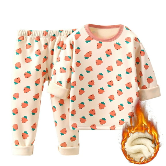 PEASKJP Pajamas for Kids Boys Boys Pajamas 2 Pieces Snug-fit Long Set Cotton Toddler Pjs Sleepwear (Beige,18-24 Months)