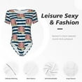 thumbnail image 6 of Naloa Popcorn On Blue Lines Women's Short-Sleeved Onesie, One-Piece Swimsuit for Parties, dates, clubs - Small, 6 of 9