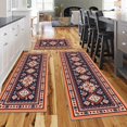 thumbnail image 3 of 3 Piece Boho Kitchen Decor Rug Set, Vintage Floral Bohemian Kitchen Floor Mats, Non Skid Washable Kitchen Runner Carpet 17 "x30+17 "x47+17 "x57 Blue, 3 of 5