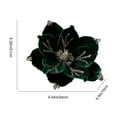 thumbnail image 3 of Glitter Christmas Flowers Large Velvet Magnolia Artificial Floral Ornaments Flocked Fabric Magnolia with Glitter for Christmas Tree Wreath Decor Wedding Centerpiece 9 Inch, 3 of 6