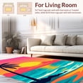 thumbnail image 2 of ODIKA 5'x7' Machine Washable Non-Slip Area Rug, Tropical Sunset Palm Frond Wave Horizon High Traffic Rug, Pink, 440512, 2 of 7