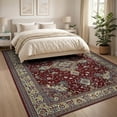 thumbnail image 3 of ODIKA 8'x10' Washable Area Rug Red Vintage Oriental Burgundy Floral Intricate Medallion with Scrolls for Dining Room, Large Office, Lounge, Non-Slip Chair-Friendly Mat, 3 of 7