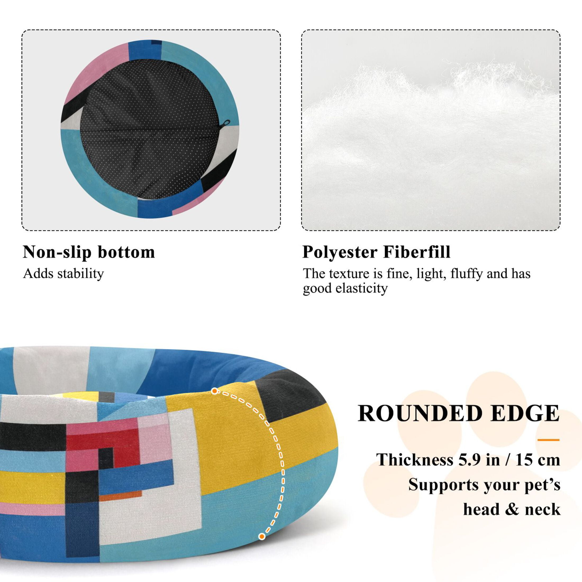 Iauyy Pet Couch Donut Cat Bed for Indoor Cats/Small Dogs Washable & Machine with Non-slip Bottom Calming Cat Furniture, Abstraction (M)