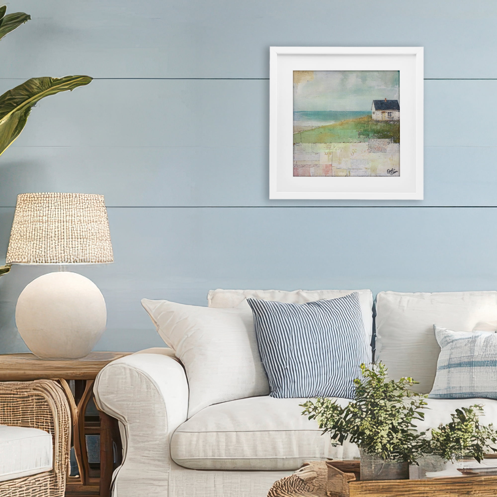 Stupell Industries Quiet Place By The Coast White Framed Print Under Glass, design by Opal Edison