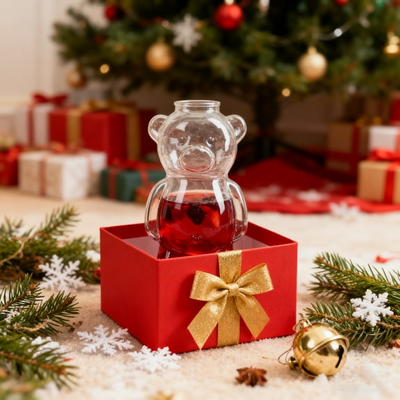 Bear Cup, Glass Mug with Straw, Cute Bear Design, Insulated Drinking Cup for Hot and Cold Beverages, Leakproof Lid, Durable for Home Office Travel, Christmas/Birthday Gift[5.51in,20oz]