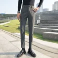 thumbnail image 2 of Pantalones de traje masculino elásticos de sastrería social con trenzas Pantalones de verano para hombre drapeados rectos fluidos ajustados elásticos de negocios elegantes, 2 of 5
