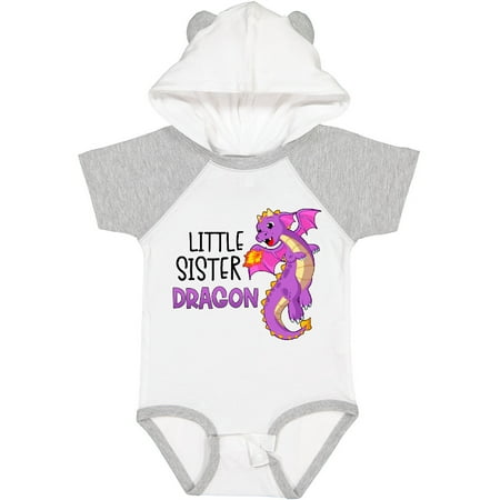 

Inktastic Little Sister Cute Purple Dragon Gift Baby Girl Bodysuit