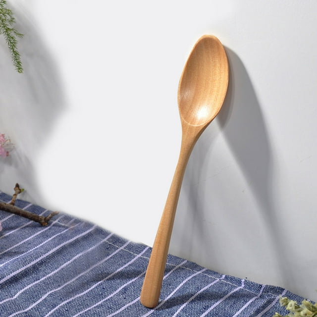 Dvkptbk Spoons Wooden Spoon Fork Kitchen Cooking Utensil Tools Soup-Teaspoon Tableware Kitchen Gadgets on Clearance