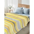thumbnail image 4 of Yellow Nordic Style Stripes Twim XL Size Flat Sheet, Wrinkleproof & Fadeproof Cooling Flat Bed Sheet Only, Yellow Gray Texture Breathable Soft Bedding Top Sheets 66 x 102 Inches, 4 of 8