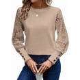 thumbnail image 3 of Top de Cuello Redondo con Encaje Bordado y Larga en Color Liso para Mujer Albaricoque XXL, 3 of 8