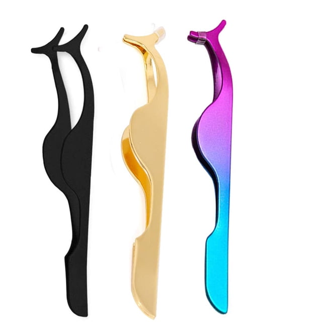 Eyelashes Tweezers Professional Eyelash Extension False Eyelash Applicator Tool Remover Clip Stainless Steel - Gold?¨º?Black?¨º?Assorted Color