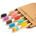 thumbnail image 1 of Mistayd Biodegradable Bamboo Toothbrushes. 10 Piece BPA Free Soft Bristles Toothbrushes. Natural. Eco-Friendly. Green and Compostable (Multicolored Bristles), 1 of 5