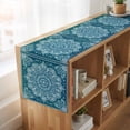 thumbnail image 6 of Teal Boho Floral 108 Inch Table Runner, Farmhouse Ethnic Tribal Abstract Art Farmhouse Dresser Scarf Cotton & Linen Tablerunner for Dining/Kitchen Island/Holiday Party Décor 13" x 108", 6 of 9
