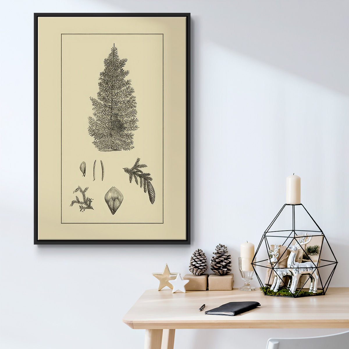 Arbor Study I - Framed Gallery Wrapped Holiday Canvas - 17 x 25 - Black Frame