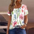 thumbnail image 1 of Fiudx Ofertas Flash Del Día Camiseta Plisada de Manga Corta con Cuello Estampado para Mujer, 1 of 6