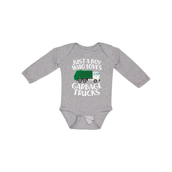 Inktastic Just a Boy Who Loves Garbage Trucks Boys Long Sleeve Baby Bodysuit