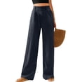 thumbnail image 3 of HomeGardon Women's Wide Leg Pants,Pants for Women Solid Color High Waist Wide Leg Pants Casual Loose Elastic Waist Straight Leg Pocket Pants,S-XXL, 3 of 6