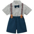 thumbnail image 2 of WhouRiu Big Boys Summer Suit Short Sleeve Shirt Suspenders Shorts Graduation Birthday Performance Outfits,4-Piece Blue,Size 3-15 Y, 2 of 6