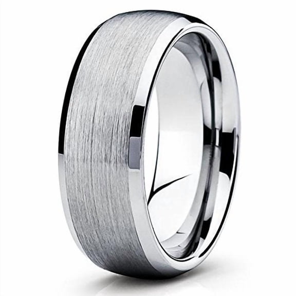Tungsten Wedding Band Tungsten Carbide Ring Men and Women Gray Tungsten Ring 8mm Brushed Comfort Fit