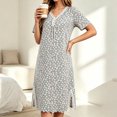 thumbnail image 2 of Yongwang Women's Fashion Nightgown Short Sleeve V Neck Nightdress Casual Home Loose Fit Sleepdress with Lace Trim, 2 of 5