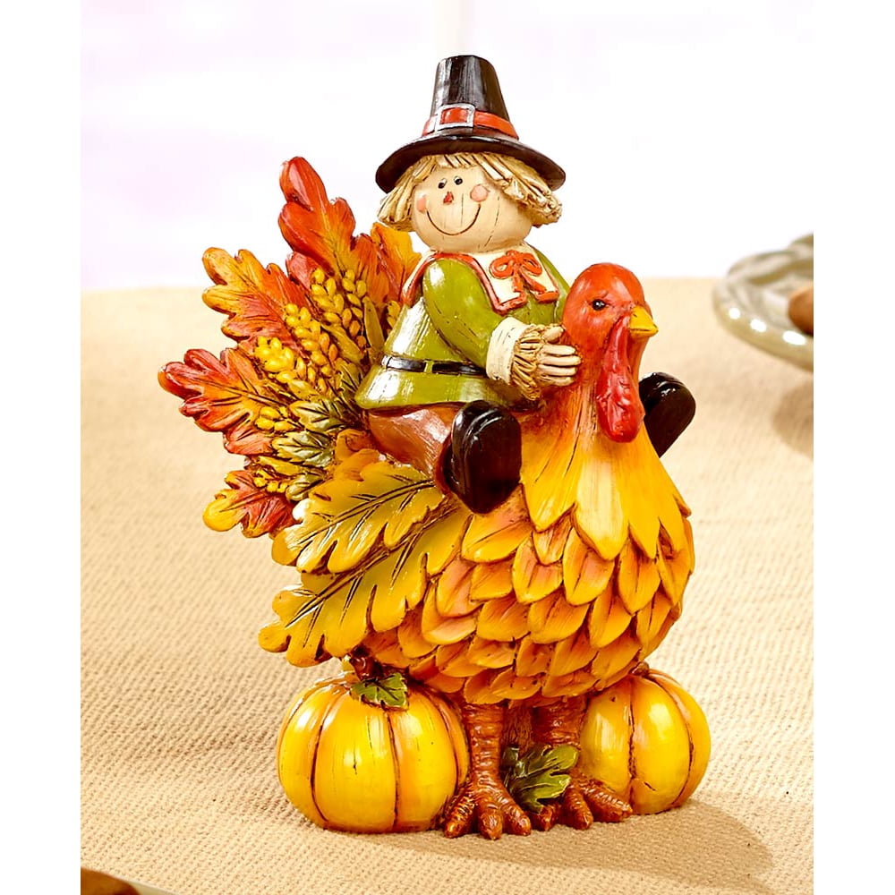 Thanksgiving Couples Turkey Figurines Cast Ceramic Beautiful Tabletop