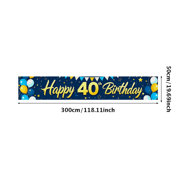 Blue Golden Themed Happy 40th Birthday Banner Background Backdrop Party Supplies Birthday Decoration Photography Props Balloon Star Party Decorations
