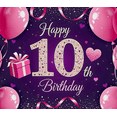 thumbnail image 4 of Glamorous Glittery 10th Birthday Banner Balloons Heart Gift Box Background Party Decoration Supplies Photography Props Birthday Party Decorations Backdrop, 4 of 8