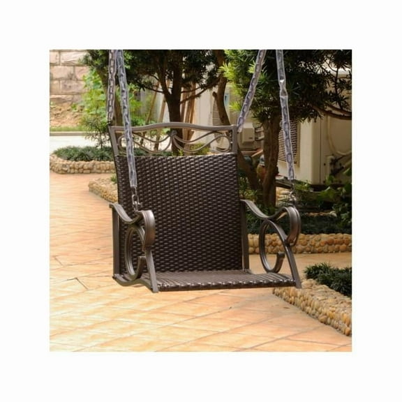 Valencia Resin Wicker & Steel Single Chair Swing, Chocolate
