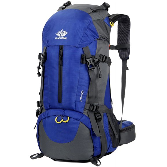 Mochila Esup para Camping y Senderismo 50L con Funda Impermeable para Hombre Azul