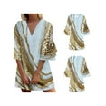 thumbnail image 5 of hirigin Women's Bohemian Embroidery Dress Plus Size Summer Long Sleeve Floral Print Boho Swing Midi Dresses Beach Sundress, 5 of 6
