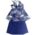 thumbnail image 4 of COMVALUE Womens Tankini Swimsuits 2 Piece Swimwear Tankinis Top Round Cutout Bathing Suit with High Waist Shorts (Blue, L), 4 of 4