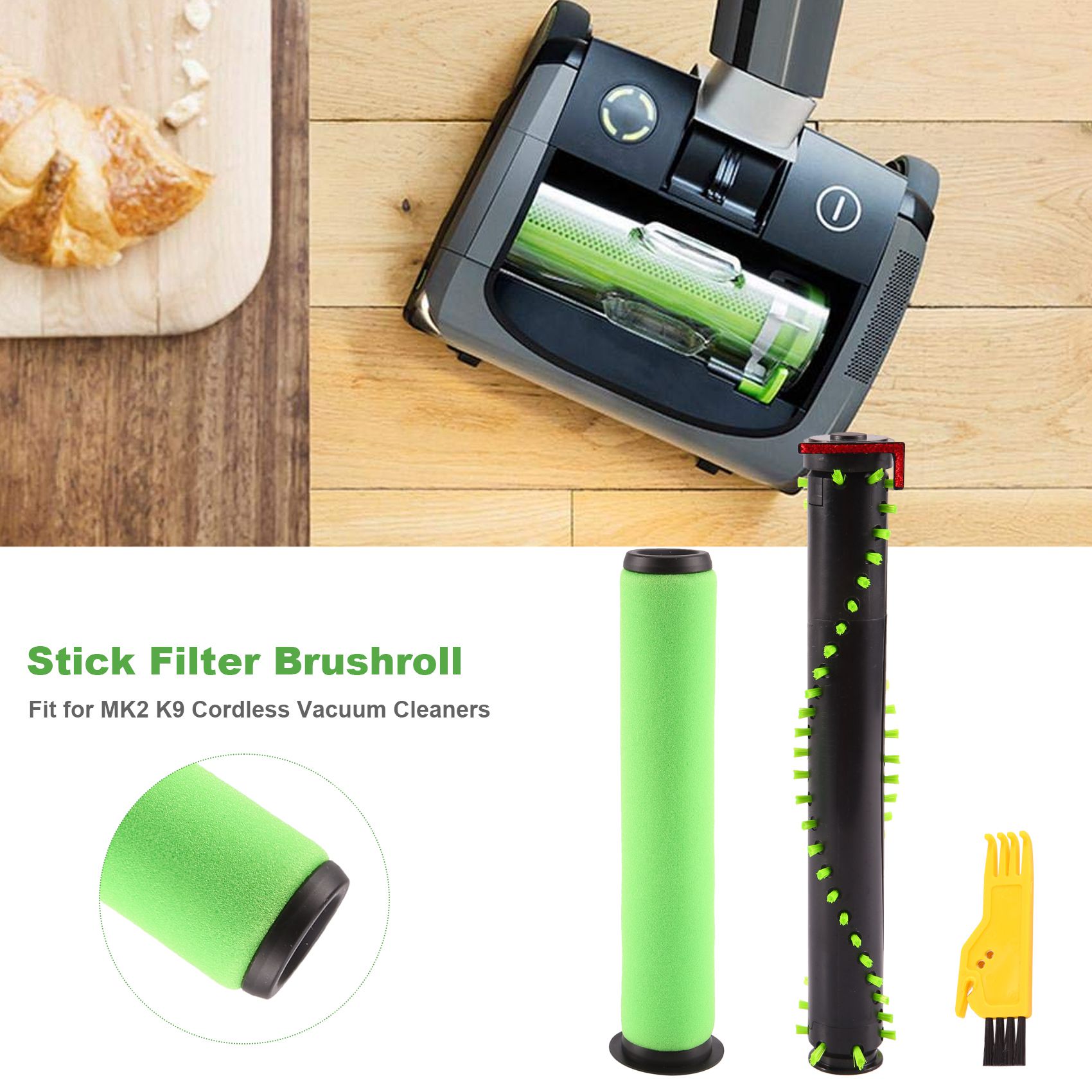 Washable Dirt Bin Stick Filter Brushroll For Gtech Airram Mk2 K9