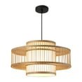 thumbnail image 4 of Runquan Bamboo Woven Pendant Lamp with Adjustable Cord Handmade Traditional Rustic Weave Ceiling Light for Kitchen Restaurant Hallway B, 4 of 8