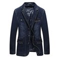 thumbnail image 1 of Chaqueta vaquera con múltiples bolsillos para hombre, Blazer de negocios, trajes de ocio, abrigo vaquero occidental, talla L / 4XL, Primavera, 1 of 4