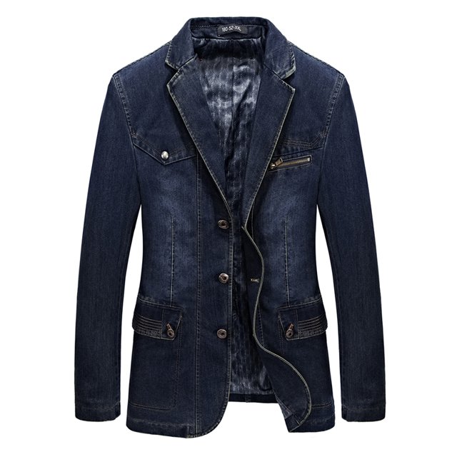 Chaqueta vaquera con múltiples bolsillos para hombre, Blazer de negocios, trajes de ocio, abrigo vaquero occidental, talla L / 4XL, Primavera