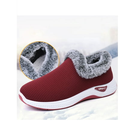

Crocowalk Ladies Ankle Snow Boots Faux Fur Lined Warm Comfortable Winter Outdoor Anti-slip Slip-On Sneakers