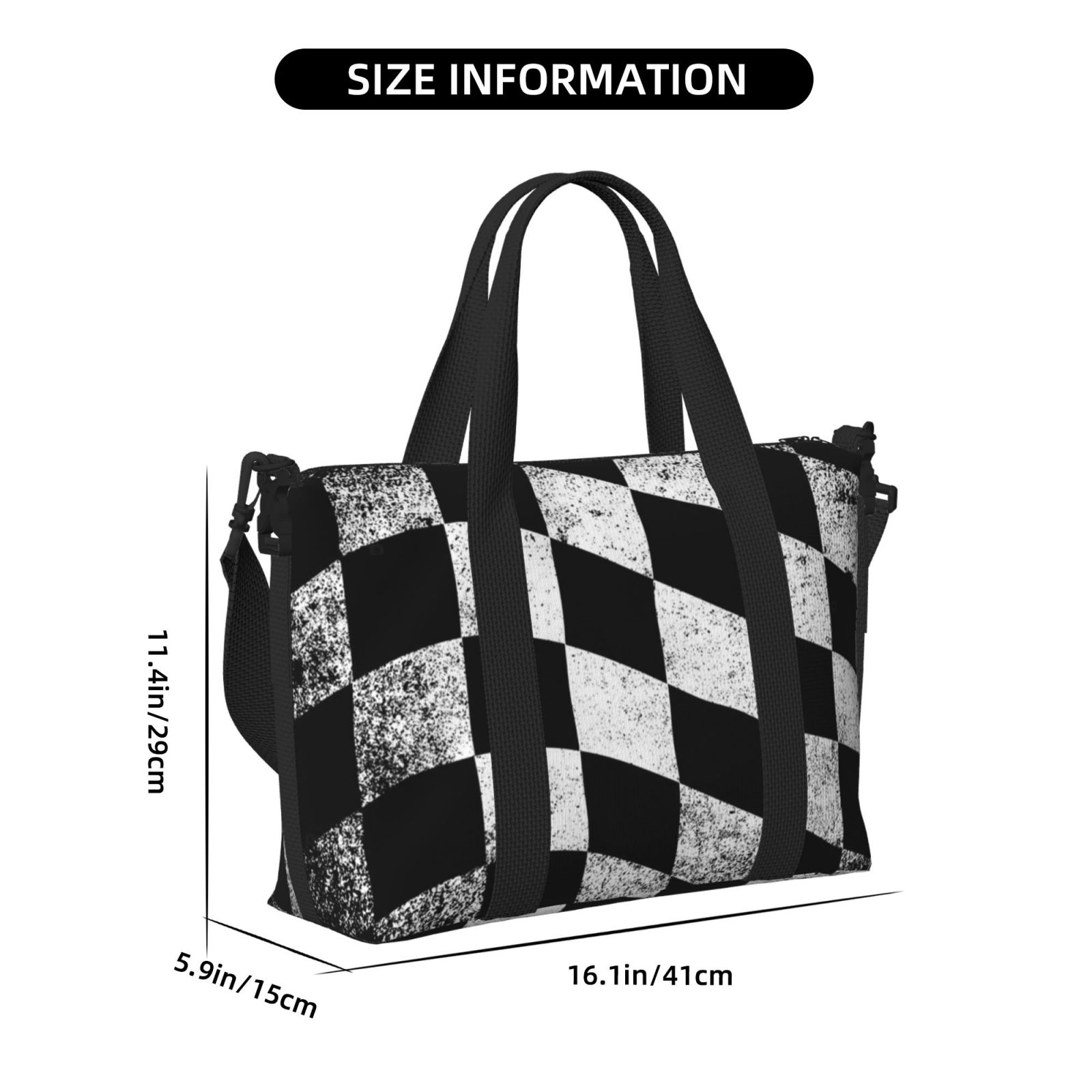 Travel Duffel Bag Checkered Flag Sports Tote Gym Bag Shoulder Weekender Overnight Bag For Women Men