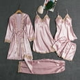 thumbnail image 3 of Chroia Women's Silk Satin 5PCS Pajama Set - Soft Cute Sleepwear Loungewear Set, 3 of 3