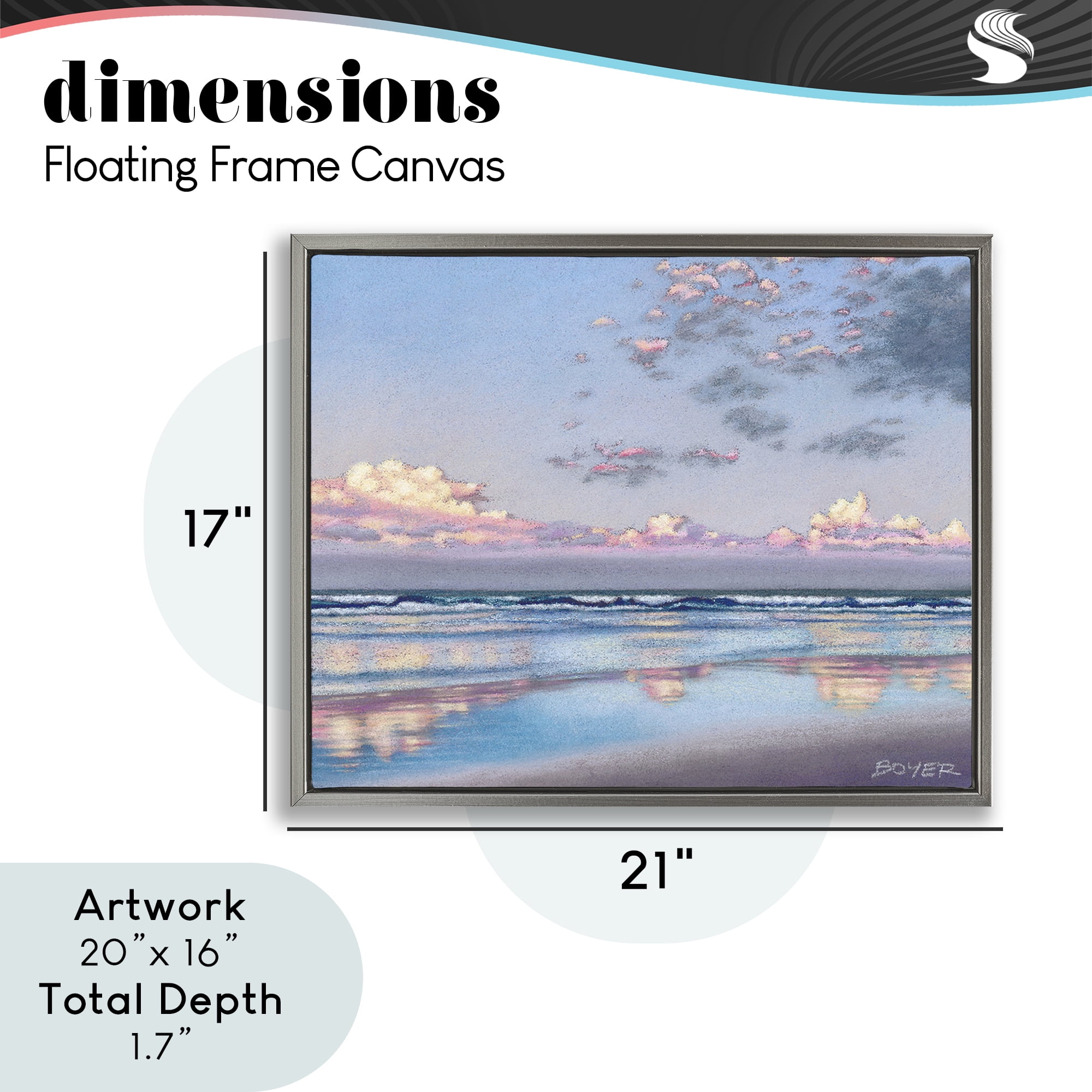 Stupell Industries Nature's Poetry Seascape Gray Framed Floater Canvas Wall Art, design by Susy Boyer