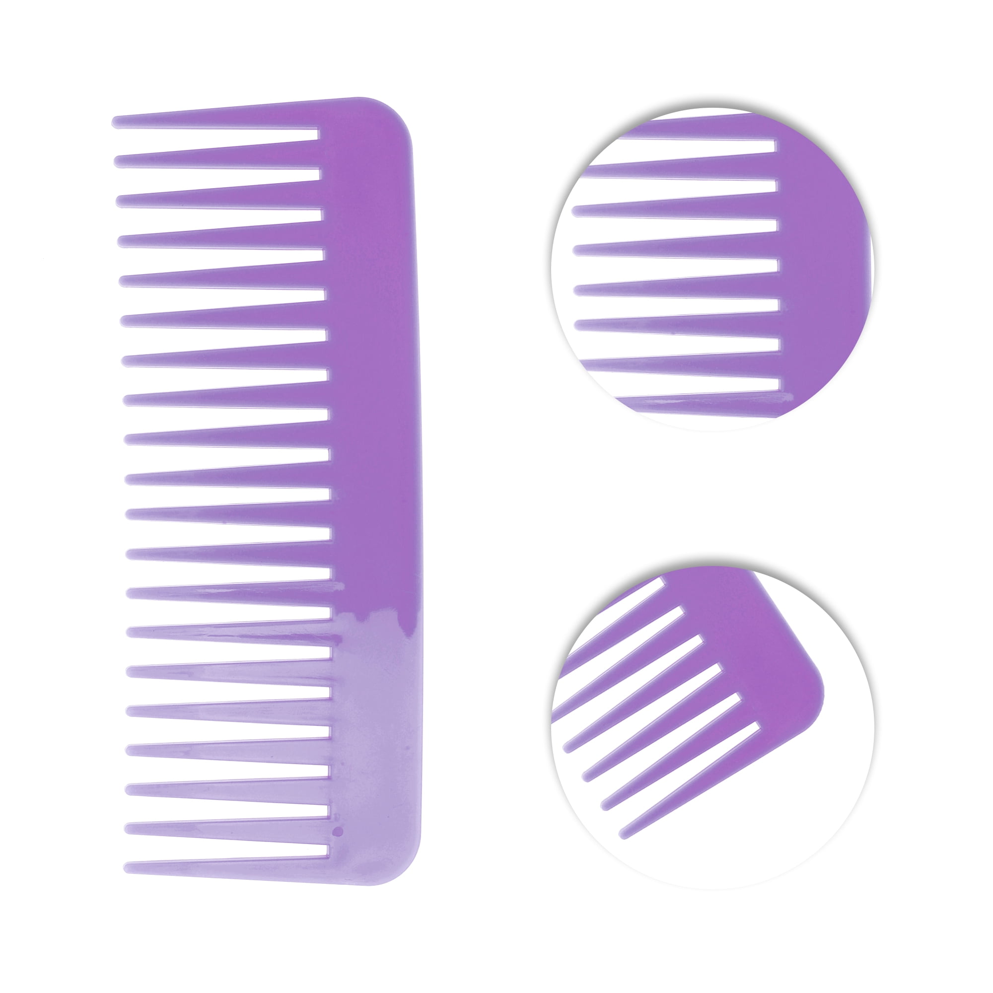 Unique Bargains 1 Pc Flat Style Wide Tooth Comb for Curly Thin Hair Purple