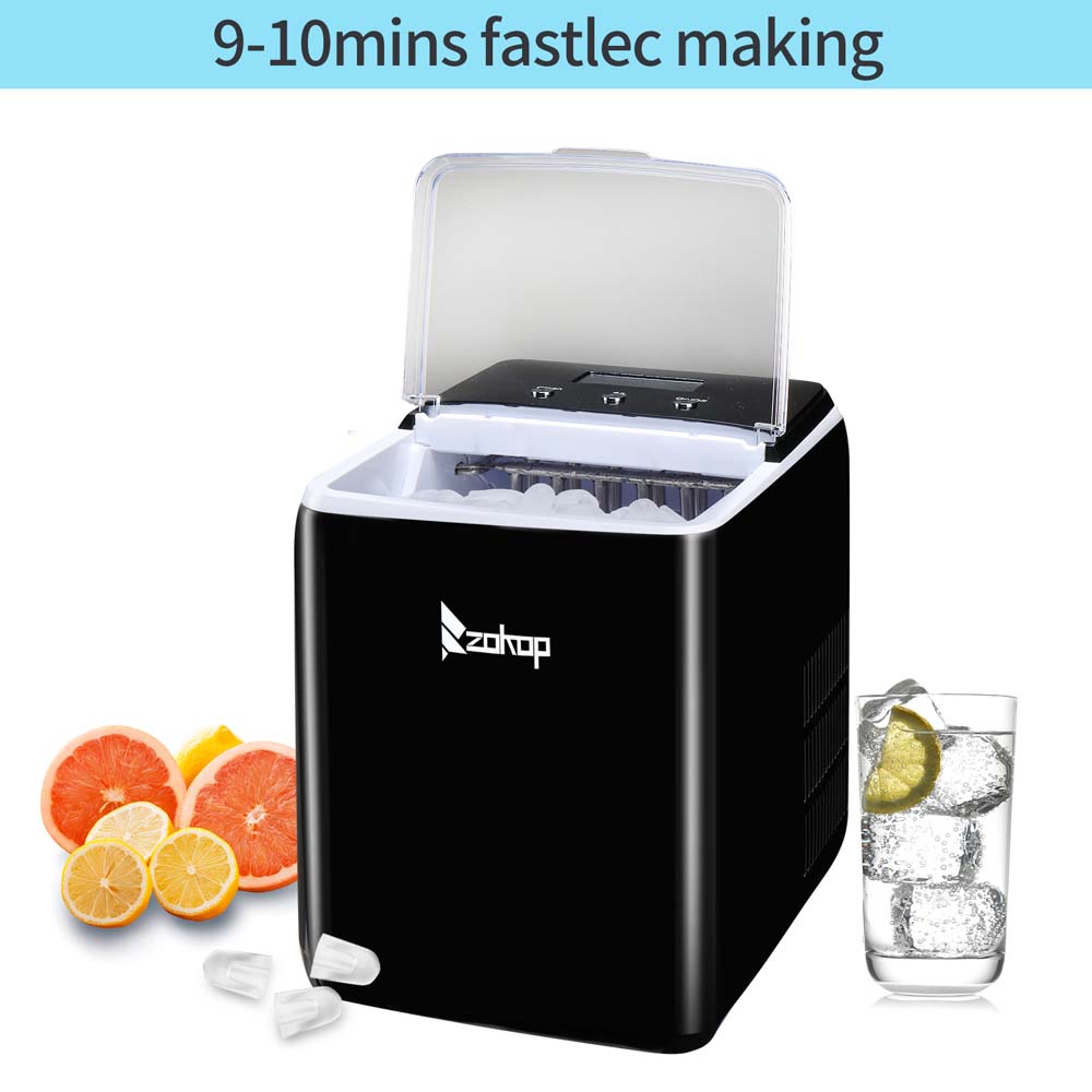 Portable Compact Electric Ice Cube Maker Machine, Automatic Countertop Ice Cube Maker Machine with Ice Scoop & Basket, Fast Ice Maker 44lb in 24 Hours, Self-Cleaning Ice Maker for Office Bar, T134