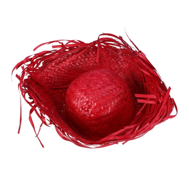 KAKOWELY Sombrero de paja, sombrero mexicano, sombrero de paja hawaiano, sombrero de paja hawaiano tejido para personas (rojo)