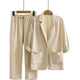 thumbnail image 1 of ICHUANYI Clearance 2PC Fashion Woman Turndown Collar Button Solid Long Sleeve Blouse +Loose Pants Sets(Beige, XXL) ICHUANYI WER2023080802179, 1 of 8