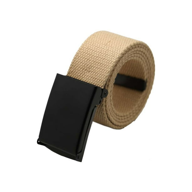 Cinturón Unisex uxcell Lona Sin Agujeros Hebilla Deslizante Beige 1 5/8' 1 1/2' 24-34